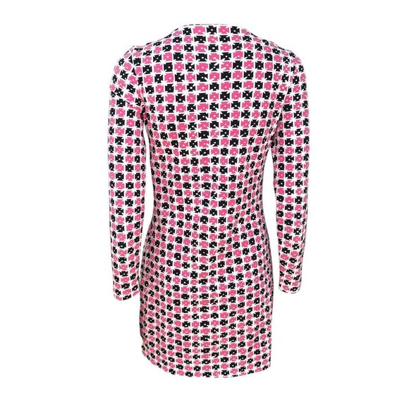 Diane von Furstenberg cotton/silk blend Reina Check Dot Pink Dress size 2 - Picture 5 of 10